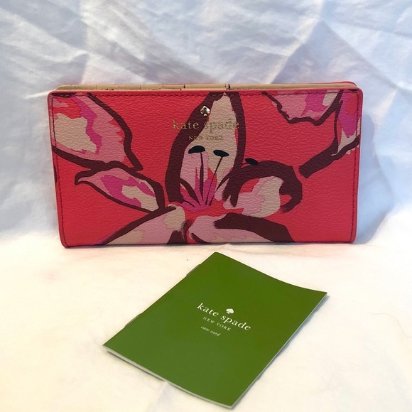 SOLD NEW Coral Kate Spade Floral Stacy Wallet - Picture 1 of 8